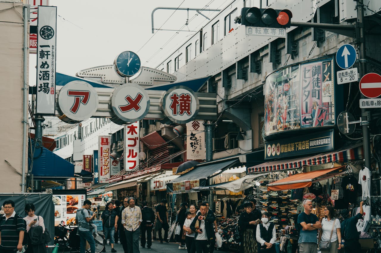 creative A bustling day at Ameyoko Market in Tokyo, showcasing vibrant urban life and Japanese culture.
